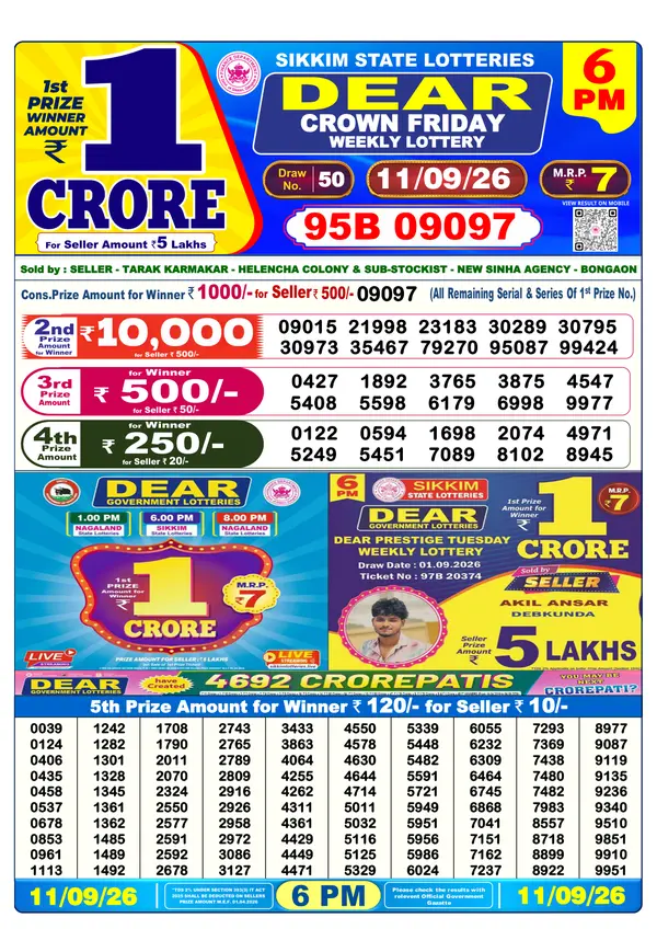 Official Result Gazette for CROWN FRIDAY